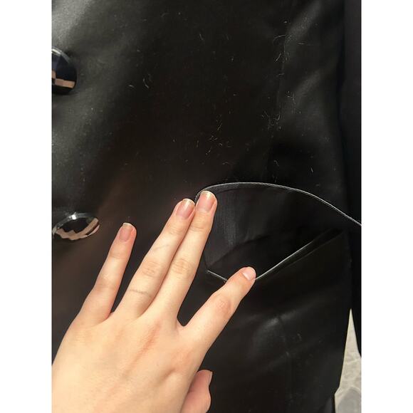 Vintage Black Silk Blazer And Long Skirt with Shiny Buttons and No Tags - Picture 4 of 7